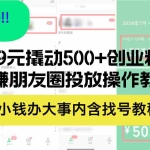 (12431期)99元撬动500+创业粉,网赚朋友圈投放操作教程价值5980!花小钱办大事内…