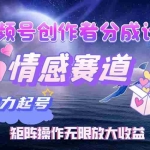 (12461期)视频号创作者分成项目之情感赛道,暴力起号,实现税后月入3W+矩阵操作…