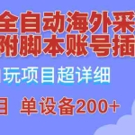 (12646期)全自动海外采集项目,带脚本账号插件教学,号称单日200+