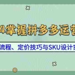 (12703期)2024掌握拼多多运营精髓:爆款流程、定价技巧与SKU设计实战课