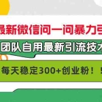 (12735期)九月最新微信问一问暴力引流术,团队自用引流术,每天稳定300+创…