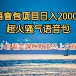 (12734期)语音包项目 日入2000+ 超火骚气语音包小白看完课程就能马上实操