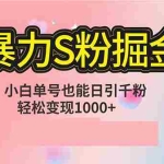 (12778期)单人单机日引千粉,变现1000+,S粉流量掘金计划攻略