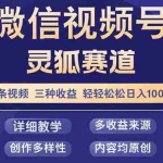 (12792期)视频号【灵狐赛道2.0】一条视频三种收益 100%原创 小白三天收益破百