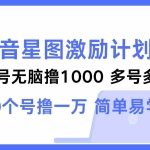 (12787期)抖音星图激励计划 单号可撸1000  2个号2000  多号多得 简单易学