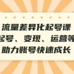 (12911期)流量差异化起号课:起号、变现、运营等,助力账号快速成长
