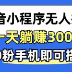 (12988期)抖音小程序无人直播,一天躺赚3000+,0粉手机可搭建,不违规不限流,小…