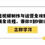 (12986期)短视频制作与运营全攻略:拍摄剪辑全流程,带你0到1做流量变现