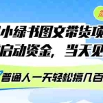 （13005期）10月份小绿书图文带货项目 无需启动资金 当天见效 普通人一天轻松搞几百块