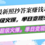 (12991期)10月最新照抄答案赚钱项目,流量超级火爆,单日变现500+简单照抄 有手就行