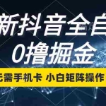 (13054期)最新抖音全自动0撸掘金,无需实名,无需手机卡,小白矩阵操作日入2000+