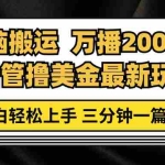(13050期)油管无脑搬运撸美金玩法教学,万播200刀,三分钟一篇帖子,小白轻松上手