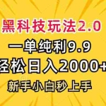 (13099期)黑科技玩法2.0,一单9.9,轻松日入2000+,新手小白秒上手