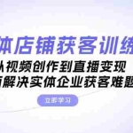 (13161期)实体店铺获客特训营:从视频创作到直播变现,全面解决实体企业获客难题