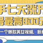 (13158期)2024年快手七天涨万粉,但账号最高800元回收。两分钟一个爆款美女视频