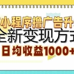 (13138期)微信小程序撸广告升级版,全新变现方式,日均收益1000+