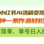 （13182期）最新小红书Ai洗稿变现项目 3分钟一条作品轻松热门 操作简单，单号日入800+