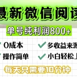 (13206期)微信自撸阅读升级玩法,只要动动手每天十分钟,单号一天800+,简单0零…