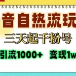 (13239期)抖音自热流打法,三天起千粉号,单视频十万播放量,日引精准粉1000+,…