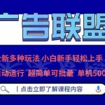 (13258期)广告联盟 全新多种玩法 单机500+  全自动运行  可批量运行