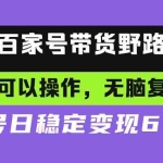 (13281期)百家号带货野路子玩法 手机就可以操作,无脑复制粘贴 单账号日稳定变现…