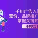 (13304期)千川广告入门指南|竞价、品牌推广基础教学,掌握关键知识点