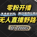 (13292期)零粉开播,无人直播野路子,日入2000+,不违规封号,躺赚收益!