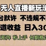 （13374期）0粉开播，无人直播新玩法，轻松日入3000+，不违规不封号，可矩阵，长期…