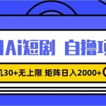 (13375期)11月ai短剧自撸,单机30+无上限,矩阵日入2000+,小白轻松上手