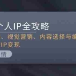 （13368期）打造个人IP全攻略：涵盖剪辑、视觉营销、内容选择与编导，助你实现IP变现