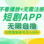 (13442期)2024最新短剧玩法,无需注册,不看播放,无限复制单号轻松日入500+