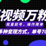 (13497期)短视频快速涨粉,批量起号,单号700,多种变现途径,可无限扩大来做。