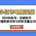 (13490期)小红书电商实战:找对标账号、拆解账号、制作爆款素材库与获取流量全攻略