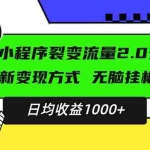 (13462期)最新小程序升级版项目,全新变现方式,小白轻松上手,日均稳定1000+