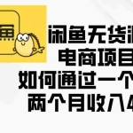 (13658期)闲鱼无货源电商项目,如何通过一个产品两个月收入4W+