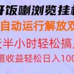 (13655期)开饭喇浏览挂机全自动运行解放双手每天半小时轻松搞几张管道收益日入1000+