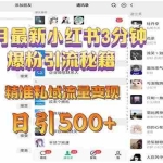 (13653期)12月最新小红书3分钟爆粉引流秘籍 精准私域流量变现 日引500+