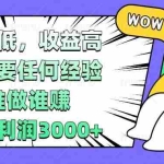 (13651期) 门槛低,收益高,不需要任何经验,谁做谁赚,单日利润3000+