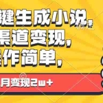 (13707期)AI一键生成小说,多渠道变现, 操作简单,单月变现2w+