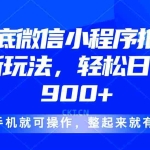 (13761期)24年底微信小程序推广最新玩法,轻松日入900+