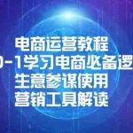 (13877期)电商运营教程:从0-1学习电商必备逻辑, 生意参谋使用, 营销工具解读