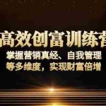 (13911期)高效创富训练营:掌握营销真经、自我管理等多维度,实现财富倍增