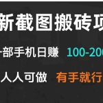 (13920期)最新截图搬砖项目,一部手机日赚100-200+ 人人可做,有手就行