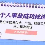 (13962期)个人事业成功秘诀:年终分享提供心法、产品、社群实战课、助力精准定位