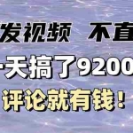 (14018期)不发作品不直播,评论就有钱,一条最高10块,一天搞了9200