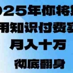 (14061期)2025年,你将如何利用知识付费实现月入十万,甚至年入百万?