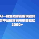 (14127期)AI一键生成原创影视解说视频,带音频,字幕的视频,可以多平台发布,轻…