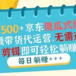 (14123期)日入500+京东傻瓜式操作,视频带货代运营,无需选品剪辑即可轻松躺赚