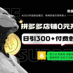 (14092期)拼多多店铺0元开店新规,日引300+付费创业粉,目前方法简单复制粘贴可矩阵