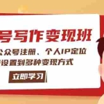 (14088期)公众号变现班:包含从公众号注册、个人IP定位、账号设置到多种变现方式